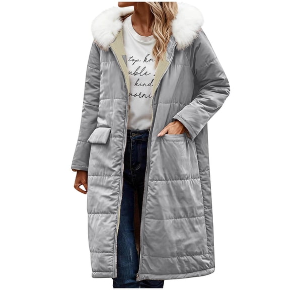 Kukoosong Women's Puffer Coats, Winter Oversized Casual Shearling Fleece Long Coats Jackets, Long Puffy Jackets with Pockets