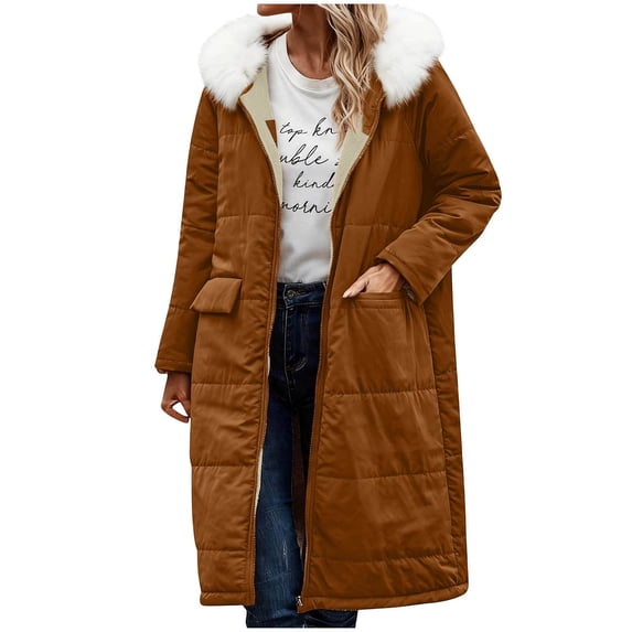 Kukoosong Women's Puffer Coats, Winter Oversized Casual Shearling Fleece Long Coats Jackets, Long Puffy Jackets with Pockets
