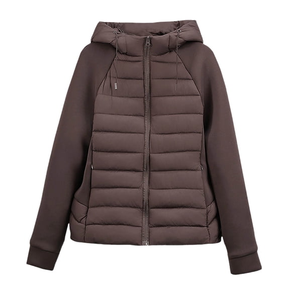 Kukoosong Women's Puffer Jackets, Winter Warm Zip Up Quilted Down Coat, Outdoor Casual Padded Keep Warm Cold Protection Hooded Jackets with Pockets
