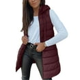 thumbnail image 1 of Kukoosong Women's Puffer Vests, Fall Reversible Long Vests, Winter Warm Zip Up Fleece Jacket with Pockets, 1 of 8