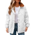 thumbnail image 1 of Kukoosong Women's Quilted Jacket, Winter Casual Button Down Jacket, Solid Color Long Sleeve Warm Fleece Jacket with Pockets, 1 of 8
