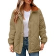 thumbnail image 1 of Kukoosong Women's Quilted Jacket, Winter Casual Button Down Jacket, Solid Color Long Sleeve Warm Fleece Jacket with Pockets, 1 of 8