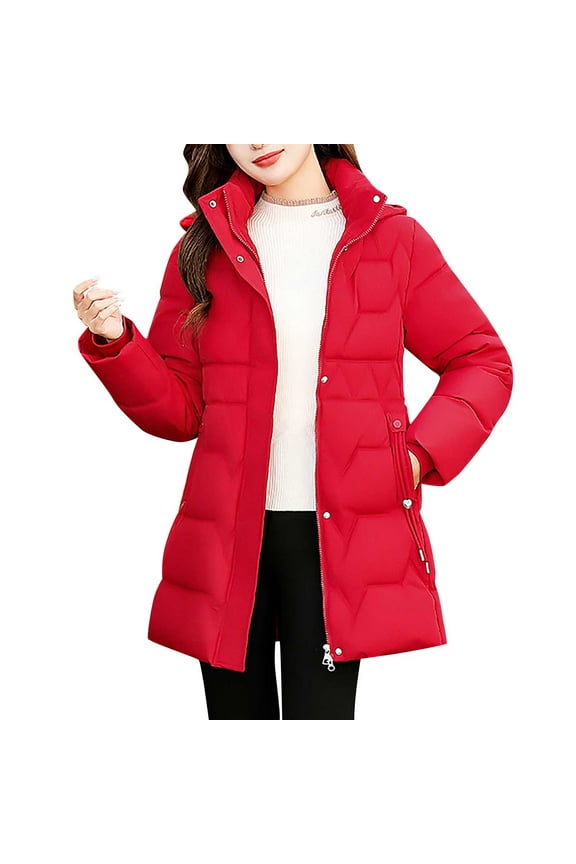Women's Quilted Lightweight Jackets, Fall Winter Thicken Hooded Puffer Jackets with Pockets, Fashion Casual Zip up Short Parka Coat for Women