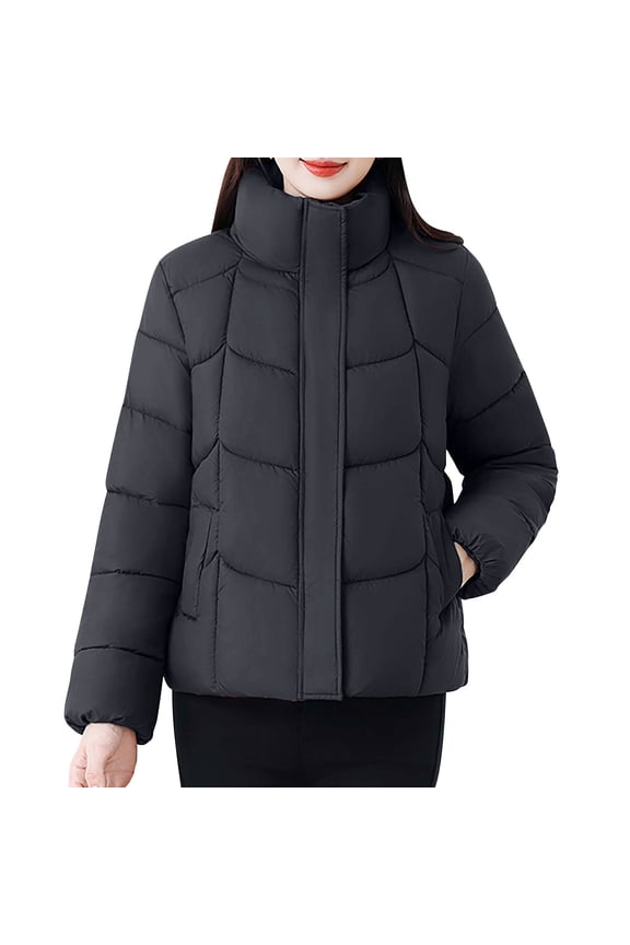 Women's Quilted Lightweight Jackets, Fall Winter Thicken Puffer Jackets with Pockets, Fashion Casual Zip up Short Parka Coat for Women