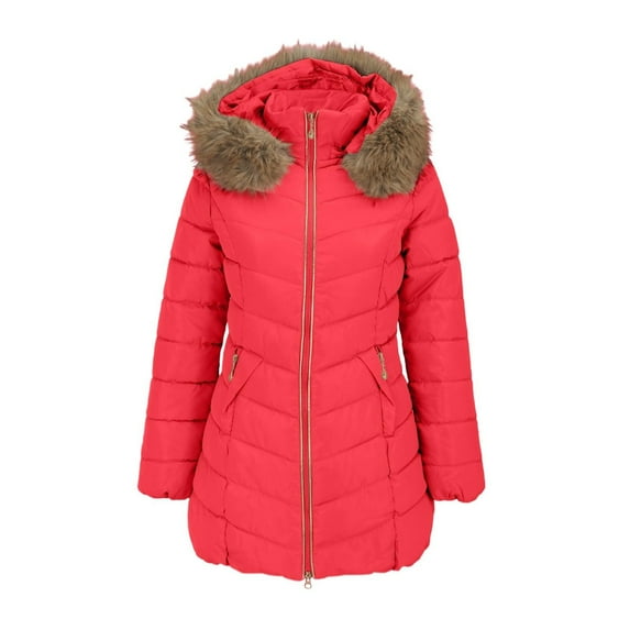 Kukoosong Women's Quilted Winter Coat, Girls Fashion Casual Warm Down Jackets, Mid Length Hooded Parkas Coats with Pockets