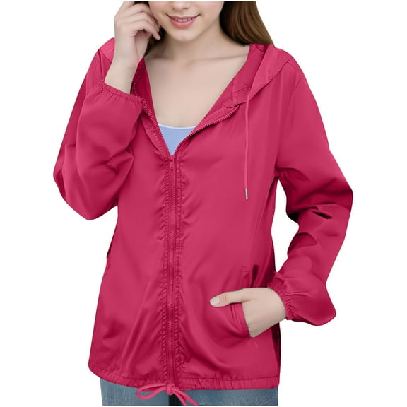 Kukoosong Women's Rain Jacket Water Proof Thin Bicycle Raincoat Outdoor Travel Cycling Jacket Windbreaker with Hood