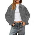 thumbnail image 1 of Kukoosong Women's Sherpa Jacket, Fashion Cropped Casual Fleece Jacket, Long Sleeve Zipper Turn Down Collar Winter Warm Coat with Pockets, 1 of 7
