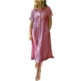 thumbnail image 1 of Kukoosong Women's Short Sleeve Collared Button Front Casual Printed Striped Cocktail Dress for Summer Party, 1 of 6