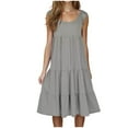 thumbnail image 1 of Kukoosong Women's Sleeveless Midi Dress, Scoop Neck Tiered Ruffle Flowy Dress, Loose Fit Casual Summer Beach Sundress, 1 of 8
