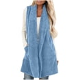 thumbnail image 1 of Kukoosong Women's Sleeveless Sherpa Vest, Lapel Open Front Fleece Cardigan Sweater with Pockets, Fuzzy Jacket Coat, 1 of 6