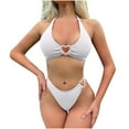 thumbnail image 1 of Kukoosong Women's Solid Color Halter Bikini Set with Support Swimwear Bathing Suits Two-Piece Swimsuit for Beach and Pool, 1 of 6