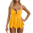 thumbnail image 1 of Kukoosong Women's Solid Color Tankini Swimsuit Set with Padded Bralette Top and High Waist Bottom, Adjustable Spaghetti Straps, Backless Design, 1 of 6