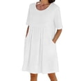 thumbnail image 1 of Kukoosong Women's Summer Casual T-Shirt Dress with Pockets Crew Neck Short Sleeve Knee Length Comfortable Relaxed Fit Dresses, 1 of 7