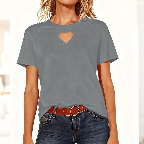 Kukoosong Women's T-Shirt Soft Fitted Elastic Tees, Women Short Sleeve T Shirts Basic Crewneck Tee Fall Casual Workout Fashion Casual Clothes