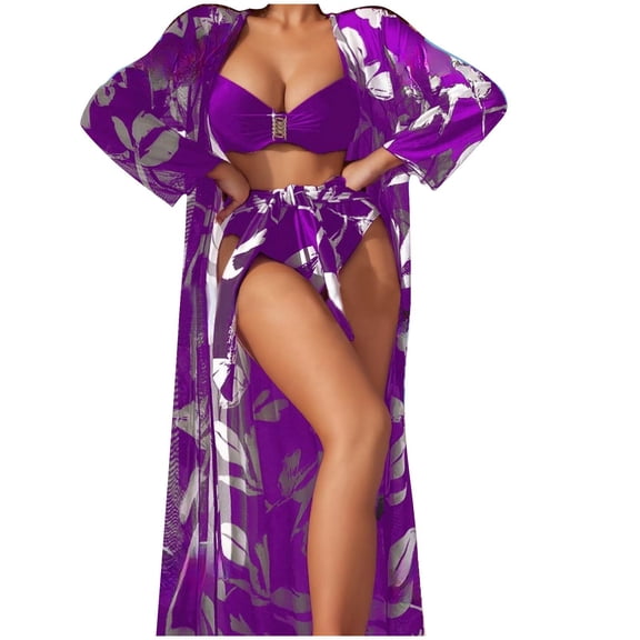 Kukoosong Women's Trikini Swimsuit Set with Support Bralette and High-Waist Briefs, Comfortable Plain Color Beachwear for Women