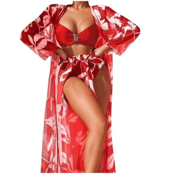 Kukoosong Women's Trikini Swimsuit Set with Support Bralette and High-Waist Briefs, Comfortable Plain Color Beachwear for Women