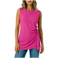thumbnail image 1 of Kukoosong Women's Tunic Tank Tops, Side Ruched Irregular Hem Loose Fit Camisole Tops, Soft Stretchy Long Vest Shirts for Beach, Summer Casual Round Neck Sleeveless Tanks, 1 of 7