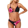 thumbnail image 1 of Kukoosong Women's Two-Piece Bikini Set with Flower Print, Halter Top with Removable Padded Bra for Support, Sporty Tight Swimsuit with Elastic Waistband Shorts, 1 of 7