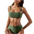 thumbnail image 1 of Kukoosong Women's Two Piece Bikini Set with Spaghetti Straps Support Bralette and Briefs Solid Color Swimsuit, 1 of 7