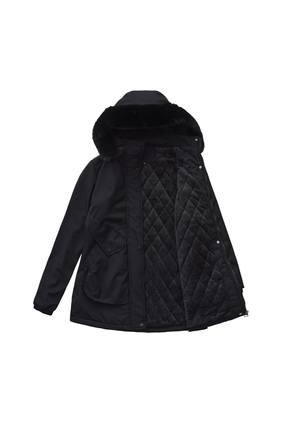 Women's Waterproof Rain Jacket Outdoor Windproof Zipper Pocket Parka Jacket Winter Warm Windbreaker