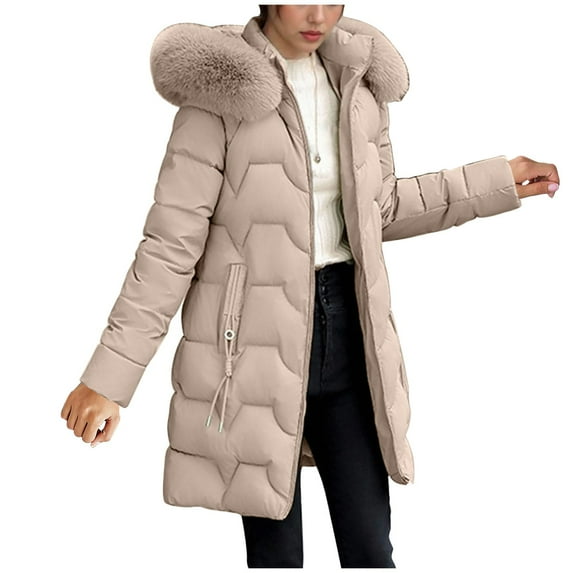 Kukoosong Women's Winter Down Jackets, Casual Quilted Thicken Puffer Jacket with Hooded