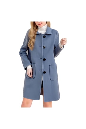 Women's Winter Wool Coats, Fashion Long Sleeve Turn-down Collar Cardigans, Midi Long Wool Open Front Pea Coat