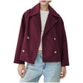 thumbnail image 1 of Kukoosong Women's Winter Wool Coats, Fashion Solid Color Lapel Single-Breasted Peacoat, Pocket Casual Woolen Jacket, 1 of 6