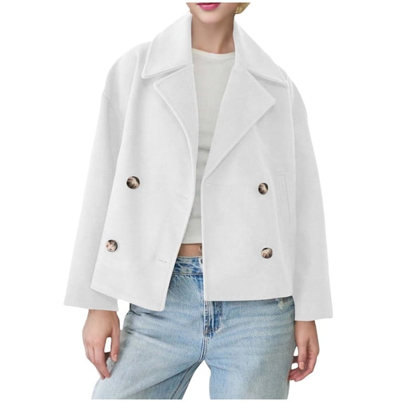 Kukoosong Women's Winter Wool Coats, Fashion Solid Color Lapel Single-Breasted Peacoat, Pocket Casual Woolen Jacket