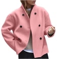 thumbnail image 1 of Kukoosong Women's Winter Wool Coats, Solid Color Vintage Tweed Jacket, Cropped Wool Pea Coat with Pockets, 1 of 7