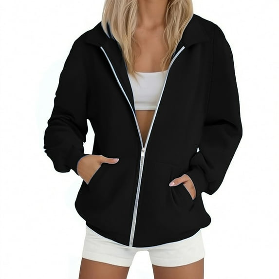 Kukoosong Women's Zip Up Hoodies Casual Long Sleeve Sweatshirts Fall Spring Track Jackets with Pockets
