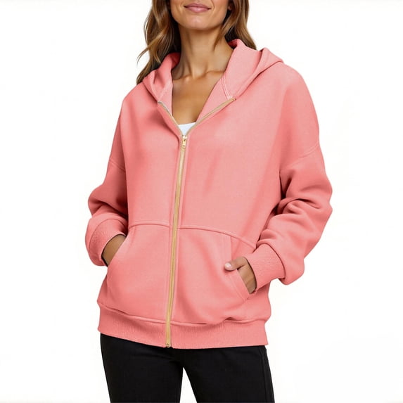 Kukoosong Women's Zip Up Hoodies Fashion Sportswear Fall Casual Long Sleeve Jackets with Pockets