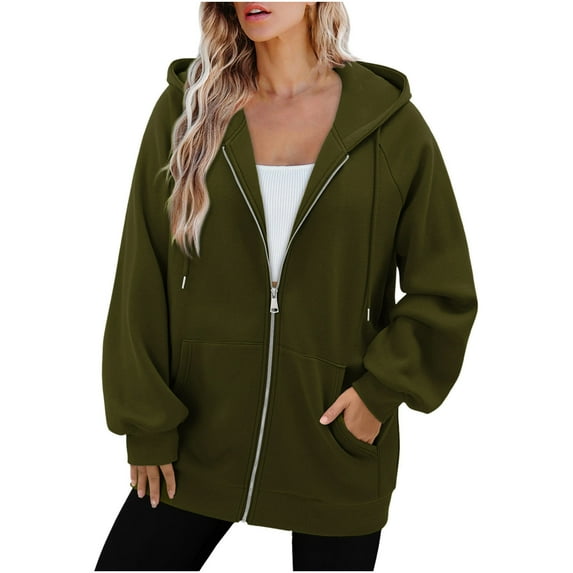 Kukoosong Women's Zip Up Hoodies Winter Warm Casual Long Sleeve Hooded Sweatshirt Jackets