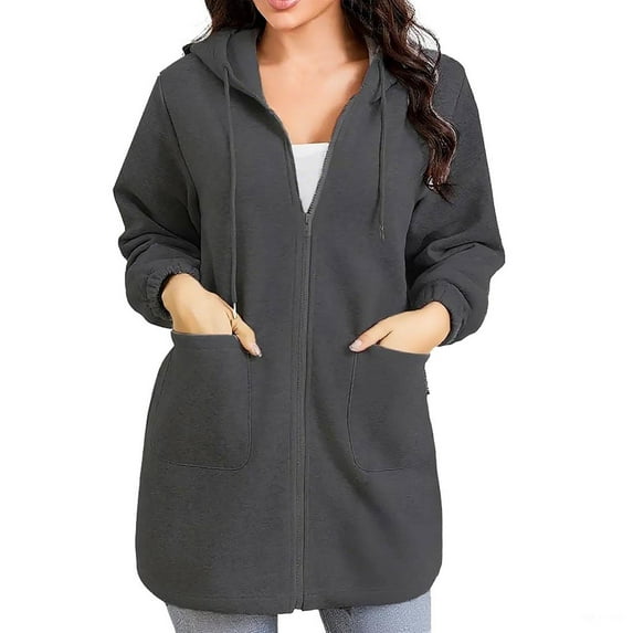 Kukoosong Women's Zip Up Hoodies Women's Casual Fall Fashion Long Sleeve Sweatshirt Jackets with Pockets