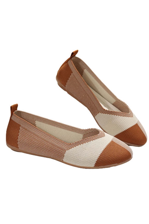 Womens Comfort Shoes Solid Color Round-Toe Flats Shoes Women Lightweight Soft Sneakers Casual Shoe Flat Shoes Women Yellow 39