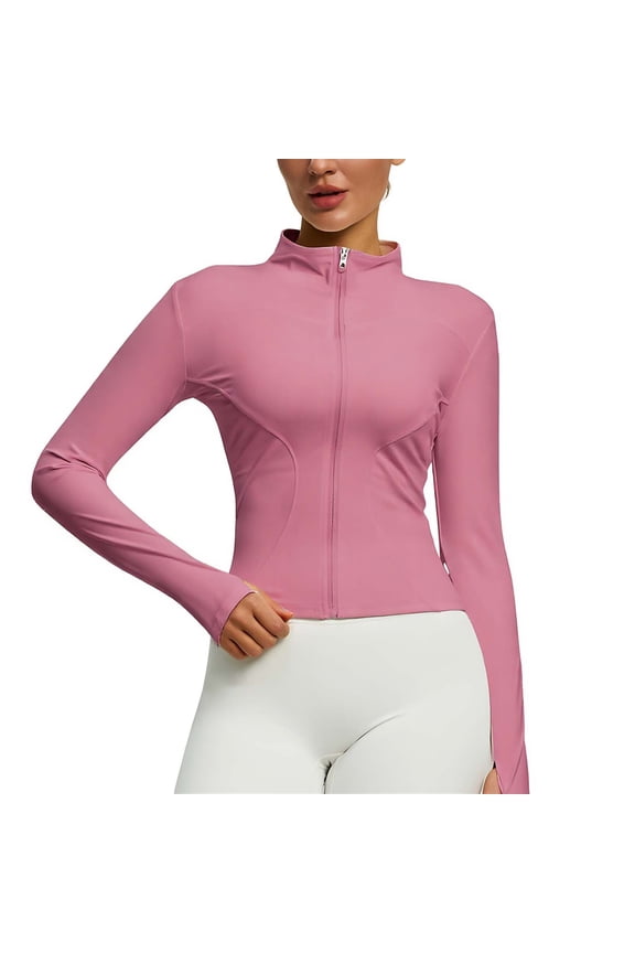 Womens Lightweight Full Zip Running Track Jacket, Workout Slim Fit Yoga Sportwear Jackets
