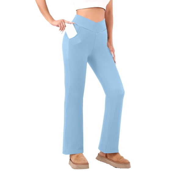 Kukoosong Yoga Pants for Women, Women's Fashion Casual Solid Color Composite Velvet Leggings, High Waist Waist Straight Leg Pants, Workout Athletic Leggings