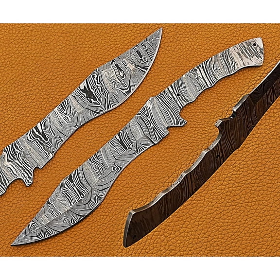 Kukri Point Damascus Steel Knife Blank 11 Inches Full Tang Hand Forged 200 Layer Hunting Blade With Finger Guard
