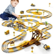 KukuFun 299 PCS Construction Race Tracks Boys Toys, 6 PCS Engineering Cars and Flexible Race Track, Gifts Toys for 3 4 5 6 Year Old Boys Kids