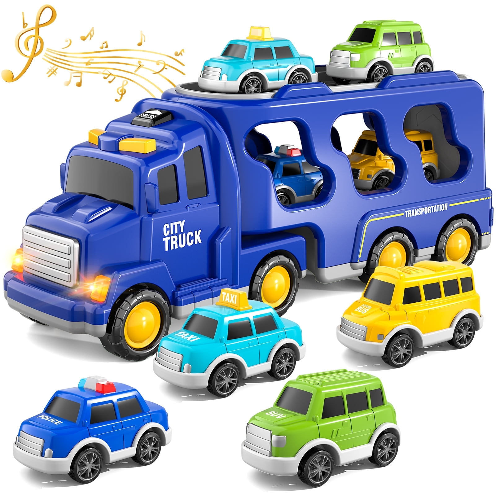KukuFun 5 in 1 Toddler Trucks Toys for Boys Age 1-3-5, Car Truck for ...