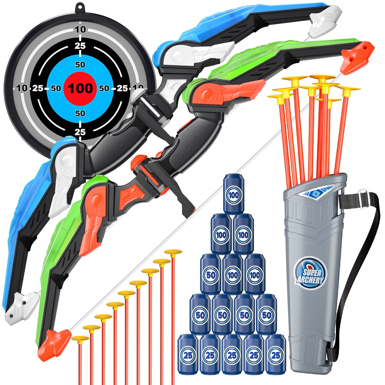 KukuFun Bow and Arrow for Kids 4-8-12, Kids Archery Set Toys for Kids Boys 6-8-12, Indoor Outdoor Toys for 3 4 5 6 7 8 9 10 11 12 Year Old Boys