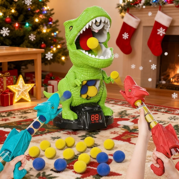 iHaHa Movable Dinosaur Shooting Games for Kids 3 4 5 6 Years Old, Shooting Target Toy with Launchers & Foam Balls, Outdoor Indoor Game Toy for Kids Ages 3-5 6-8 Party Games