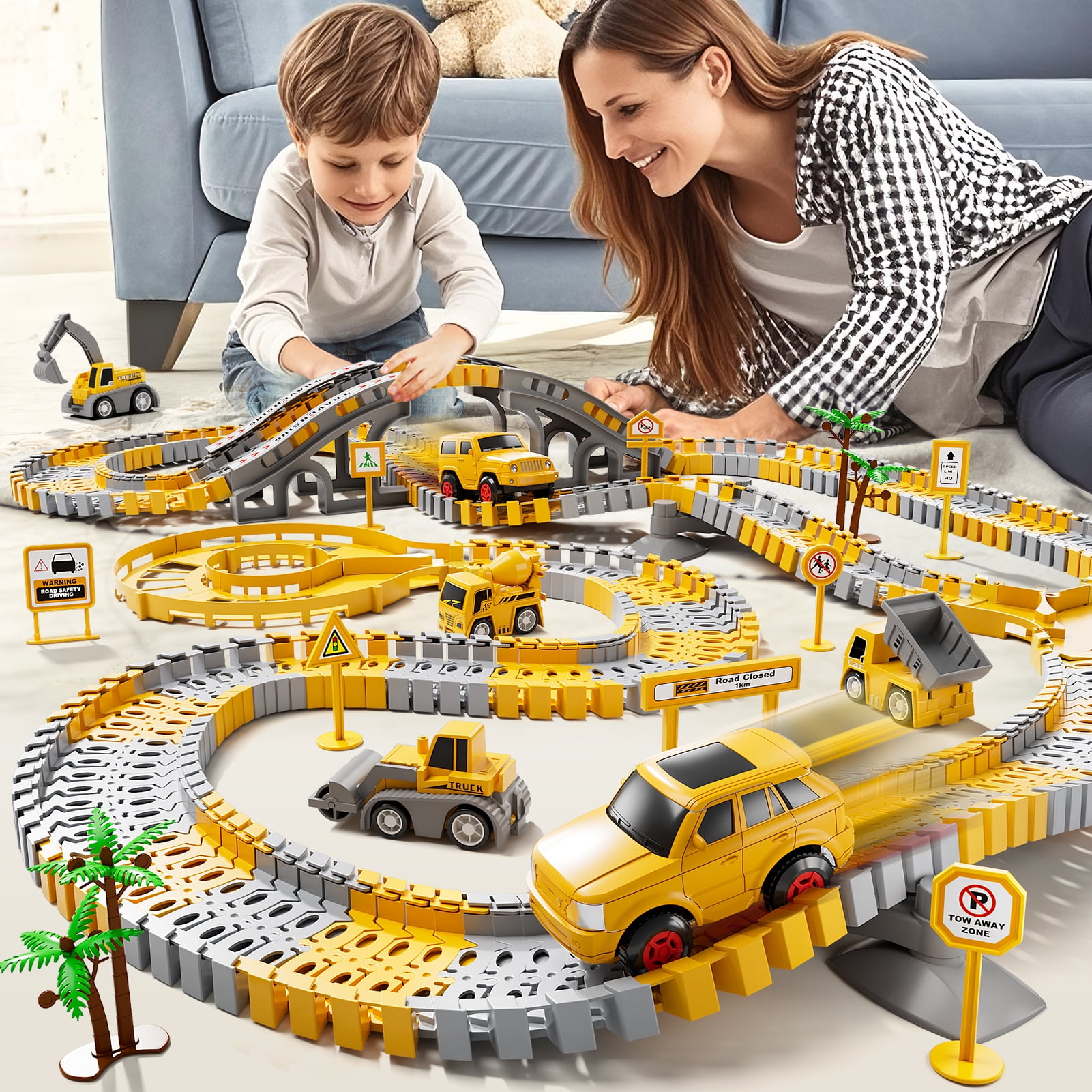 236 PCS PCS Construction Race Track Toys, DIY Construction Race Track ...