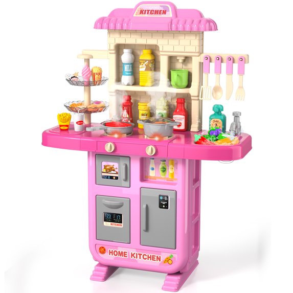 iHaHa Girls Play Kitchen Set for Ages 3-6, Pretend Toys Play Food Kitchen, Christmas Birthday Gifts for Kids Girls 3 4 5 6 Years Old