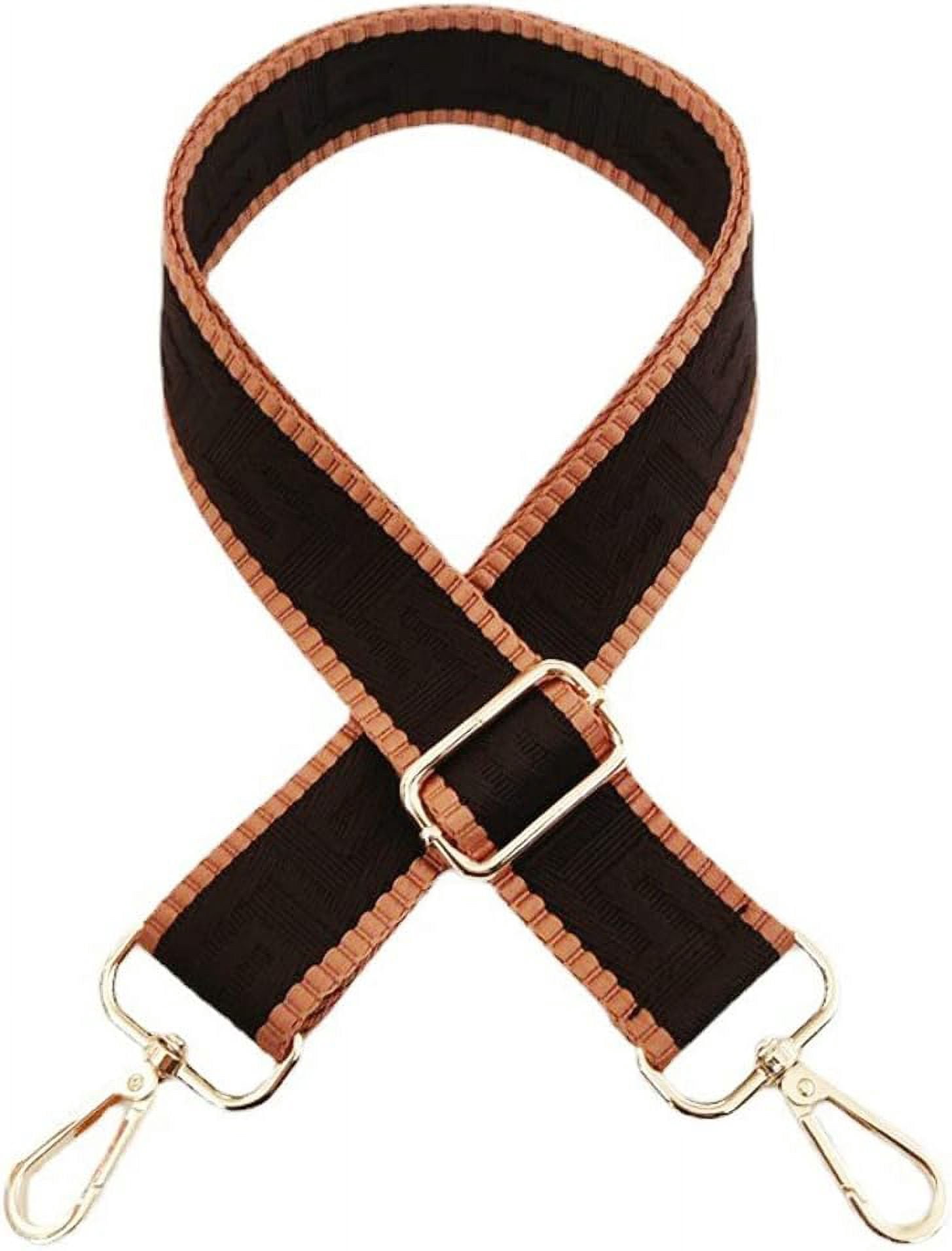 Adjustable Crossbody Bag Strap Replacement - Wide Canvas Guitar Style Purse Strap With Gold Hardware
