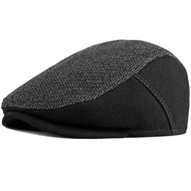 Kukuzhu 4115 Berets Men Cap Thick Warm Wool Beret Hat with Ear Flap