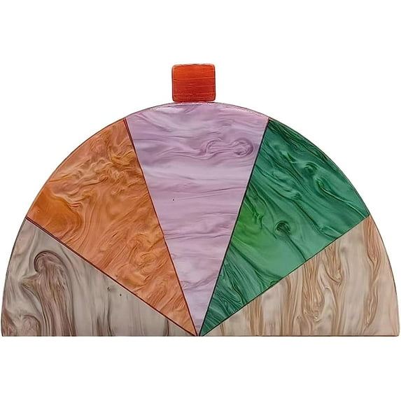 Kukuzhu Acrylic Evening Handbags Women Half Round Wedding Party Evening Clutch Purse