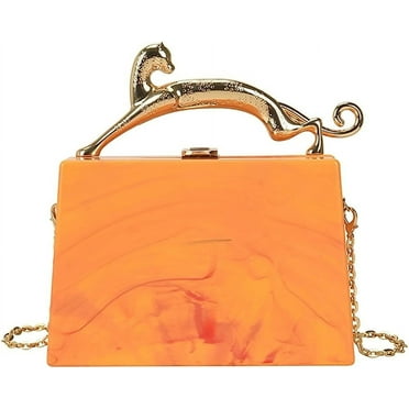 Kukuzhu Acrylic Square Evening Bags Women Chic Wedding Party Evening Handbag Chain Shoulder Bag