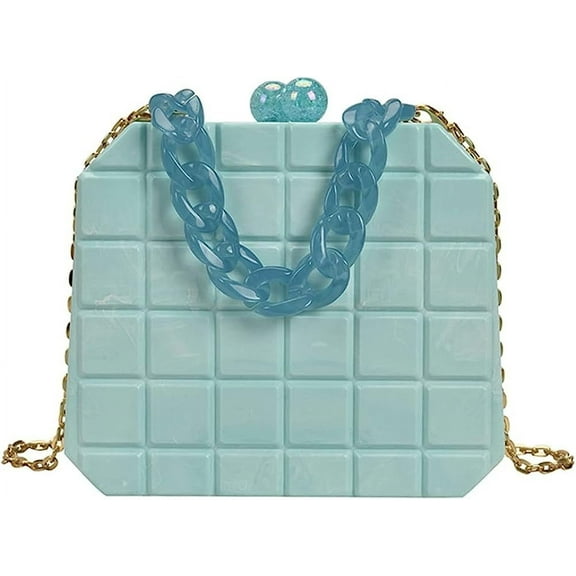 Kukuzhu Acrylic Square Hobo Shoulder Bags Women Fashion Evening Purse Chic Chain Crossbody Bag