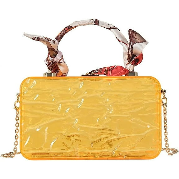Kukuzhu Acrylic Transparent Evening Handbags Women Chic Soft Handle Party Evening Clutch Purse
