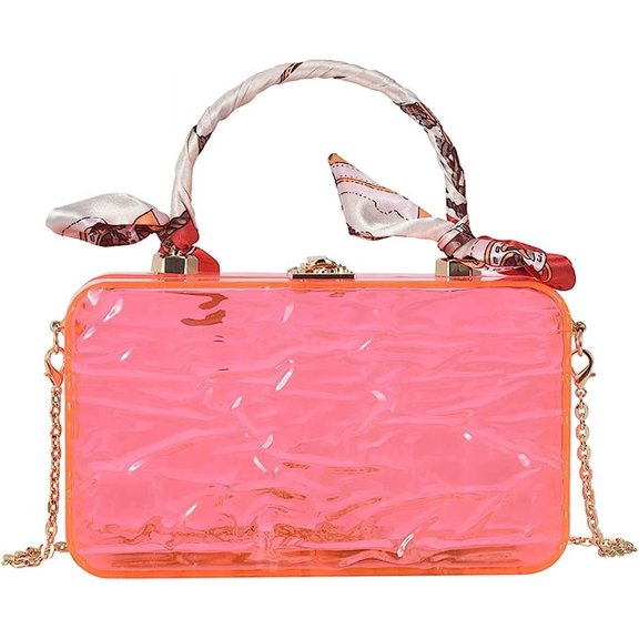 Kukuzhu Acrylic Transparent Evening Handbags Women Chic Soft Handle Party Evening Clutch Purse